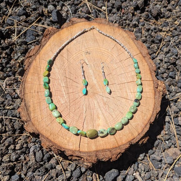 Navajo Turquoise Bead Necklace Earring Set Handmade‎ Native American Jewelry*** - Picture 1 of 12